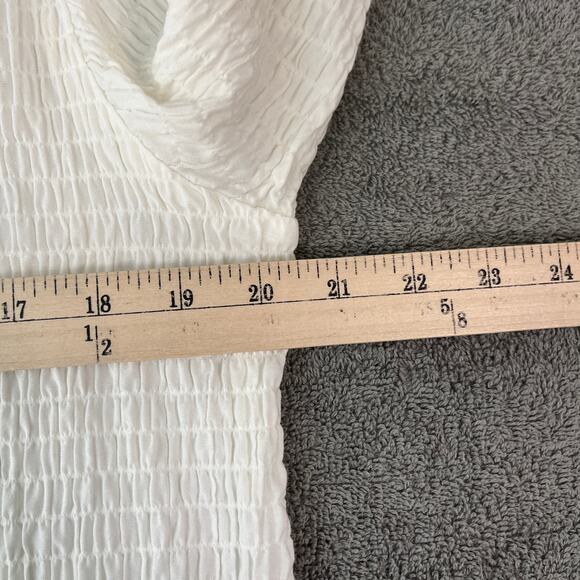 Nomadic Traders Fresco Top Womens XL White Smocked Button Front Boho Festival - Picture 8 of 8